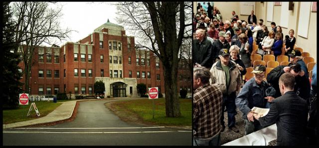 The VA at Togus, Maine, and a shot from the commemorative ceremony featuring Governor LePage
